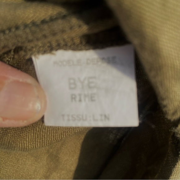 Bye women’s size S linen button front belted waist sleeveless army dress - Picture 8 of 12